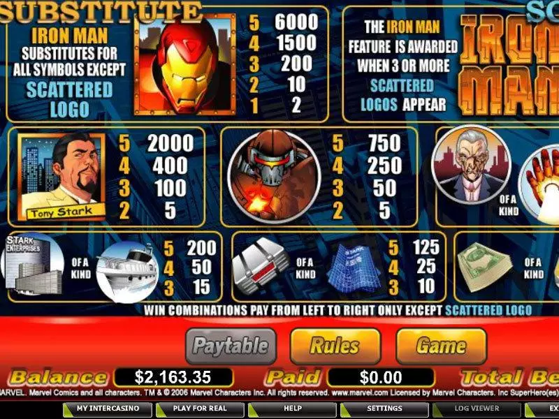 Iron Man Fun Slot Game made by CryptoLogic with 5 Reel and 25 Line