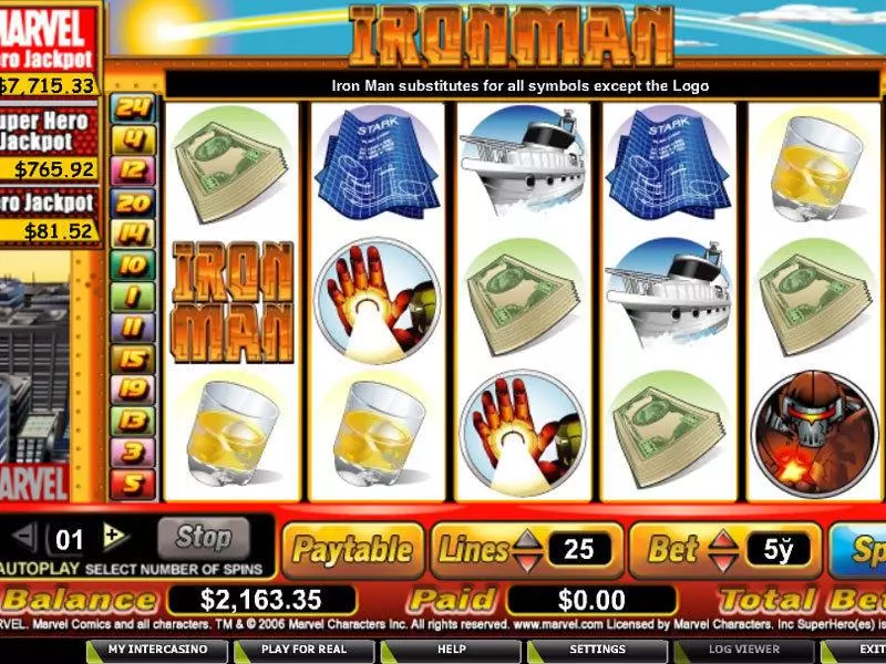 Iron Man Fun Slot Game made by CryptoLogic with 5 Reel and 25 Line