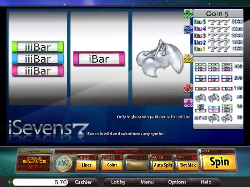 iSevens Fun Slot Game made by Saucify with 3 Reel and 5 Line