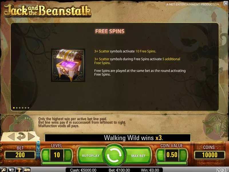 Jack and the Beanstalk Fun Slot Game made by NetEnt with 5 Reel and 20 Line