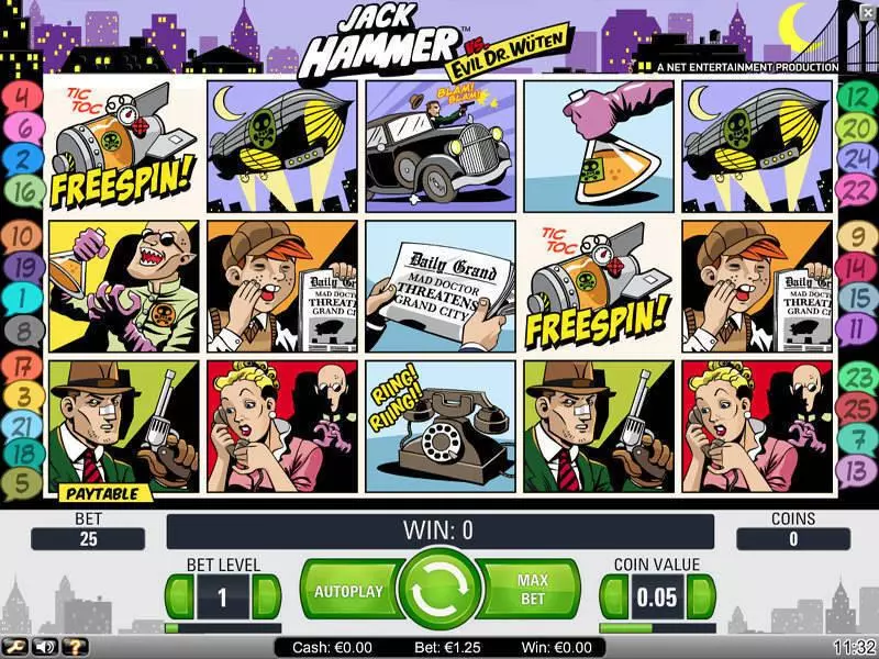 Jack Hammer Fun Slot Game made by NetEnt with 5 Reel and 25 Line