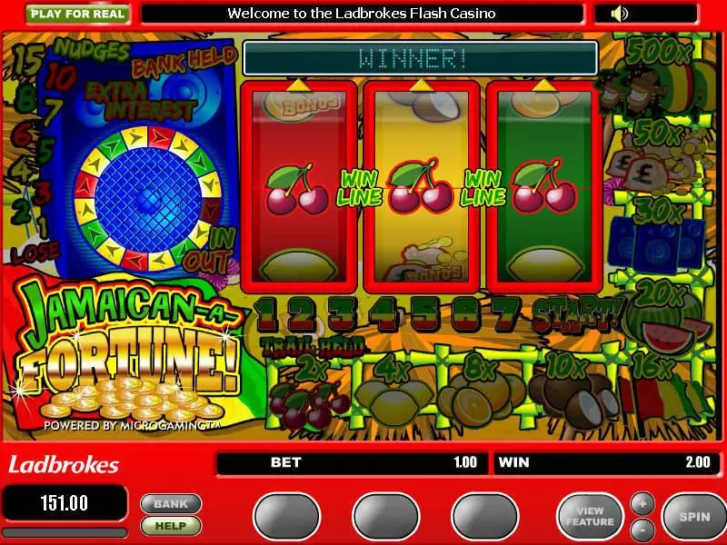 Jamaican a Fortune Fun Slot Game made by Microgaming with 3 Reel and 1 Line