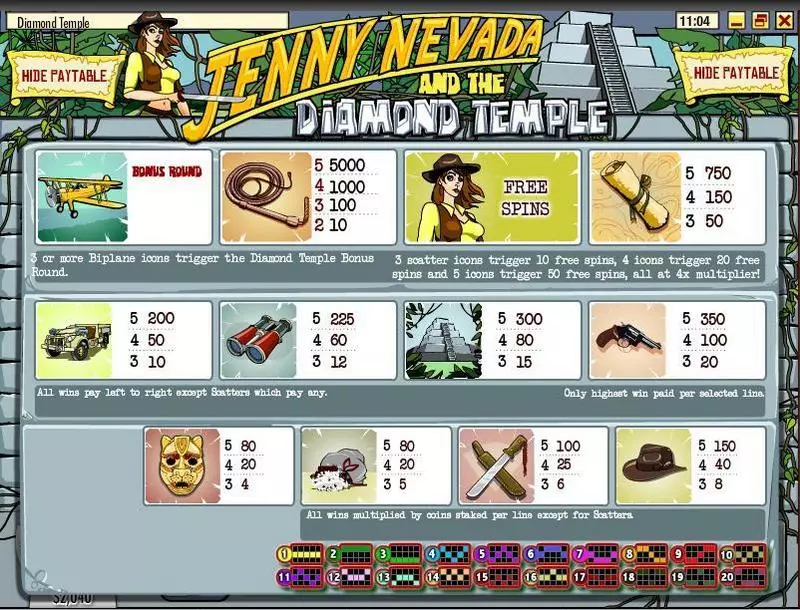 Jenny Nevada And The Diamond Temple Fun Slot Game made by Rival with 5 Reel and 20 Line