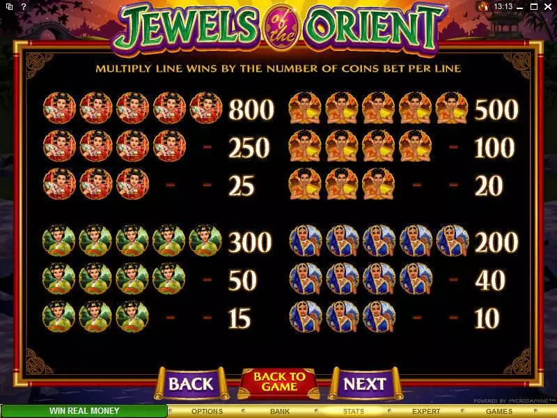 Jewels of the Orient Fun Slot Game made by Microgaming with 5 Reel and 9 Line