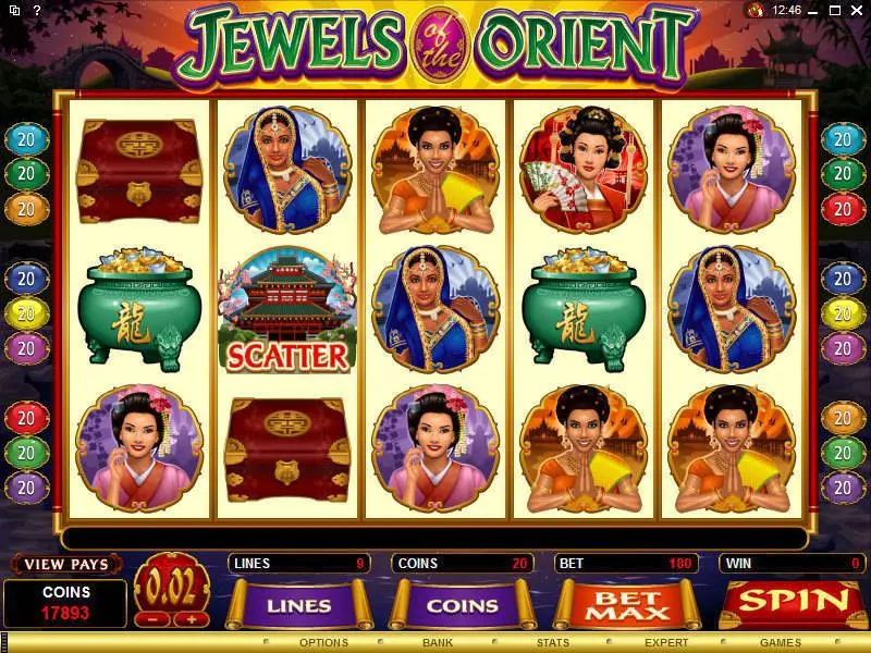 Jewels of the Orient Fun Slot Game made by Microgaming with 5 Reel and 9 Line