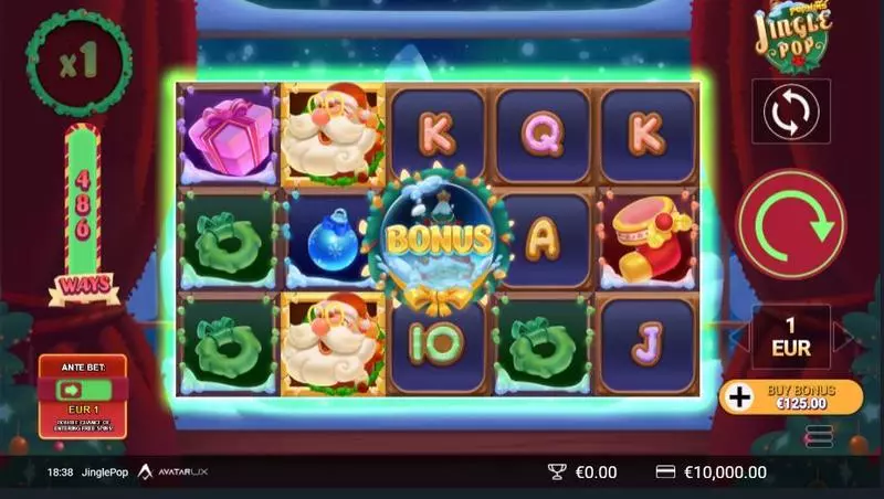 JinglePop Fun Slot Game made by AvatarUX with 5 Reel and 486 Ways