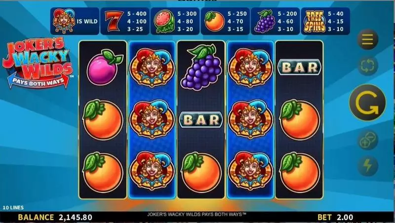 Jocker's Wacky Wilds Fun Slot Game made by Gold Coin Studios with 5 Reel 