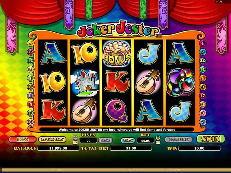 Joker Jester Fun Slot Game made by Microgaming with 5 Reel and 20 Line