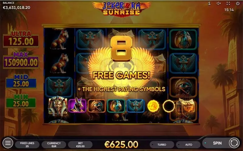 Joker Ra - Sunrise Fun Slot Game made by Endorphina with 5 Reel and 25 Line