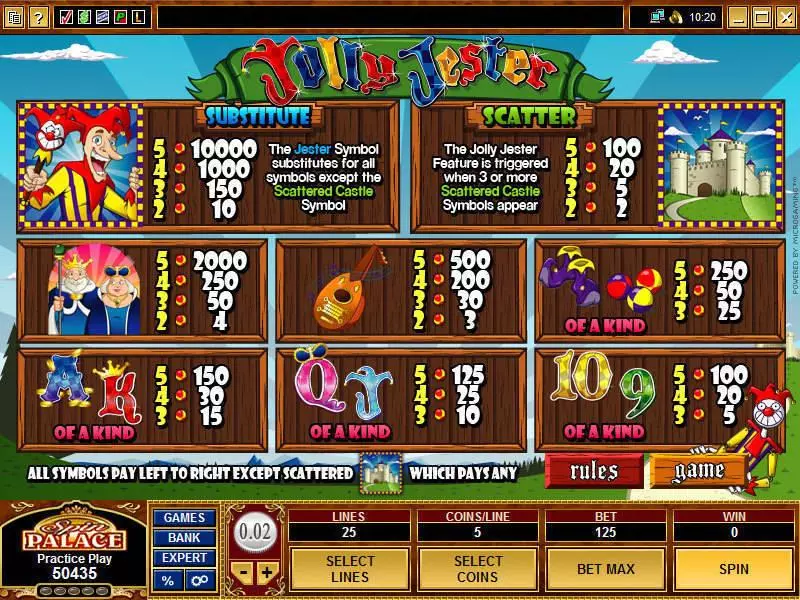 Jolly Jester Fun Slot Game made by Microgaming with 5 Reel and 25 Line