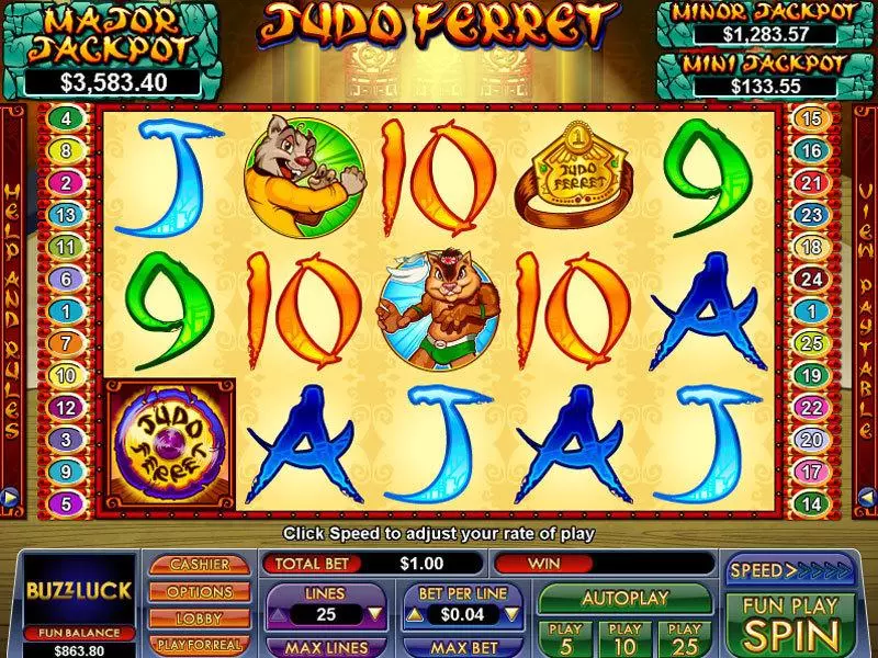 Judo Ferret Fun Slot Game made by NuWorks with 5 Reel and 25 Line