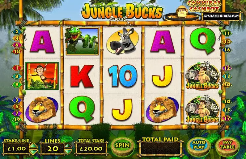 Jungle Bucks Fun Slot Game made by Inspired with 5 Reel and 20 Line