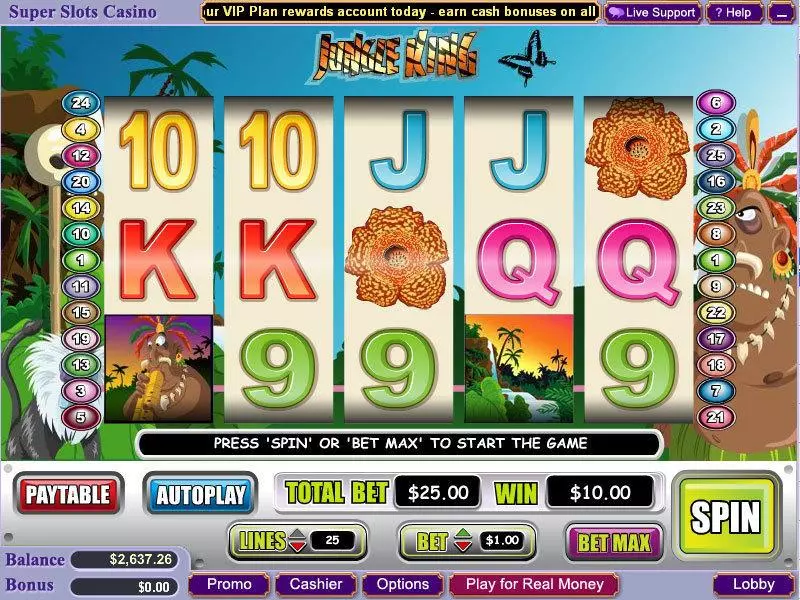 Jungle King Fun Slot Game made by WGS Technology with 5 Reel and 25 Line