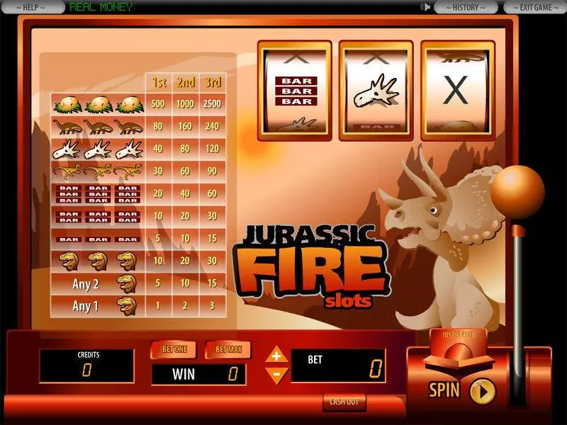 Jurassic Fire Fun Slot Game made by DGS with 3 Reel and 1 Line