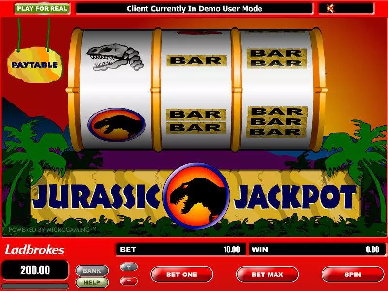 Jurassic Jackpot Big Reel Fun Slot Game made by Microgaming with 3 Reel and 1 Line