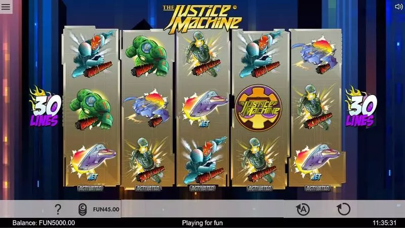 Justice Machine Fun Slot Game made by 1x2 Gaming with 5 Reel and 30 Line