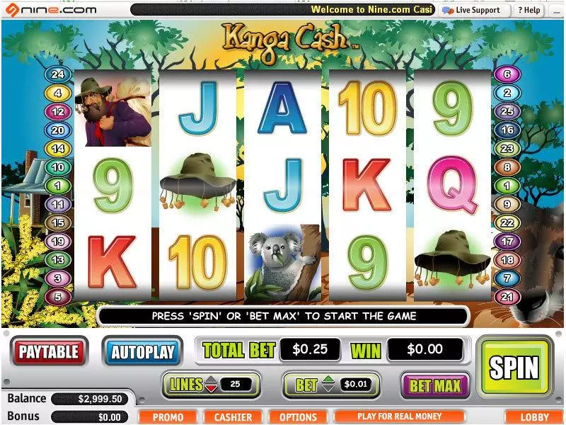 Kanga Cash Fun Slot Game made by Vegas Technology with 5 Reel and 25 Line