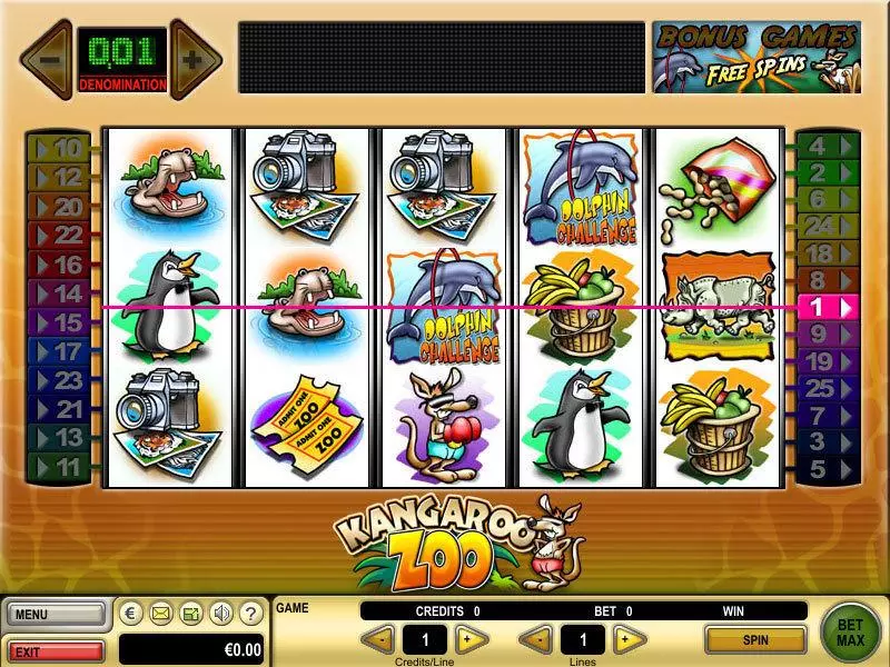 Kangaroo Zoo Fun Slot Game made by GTECH with 5 Reel and 25 Line