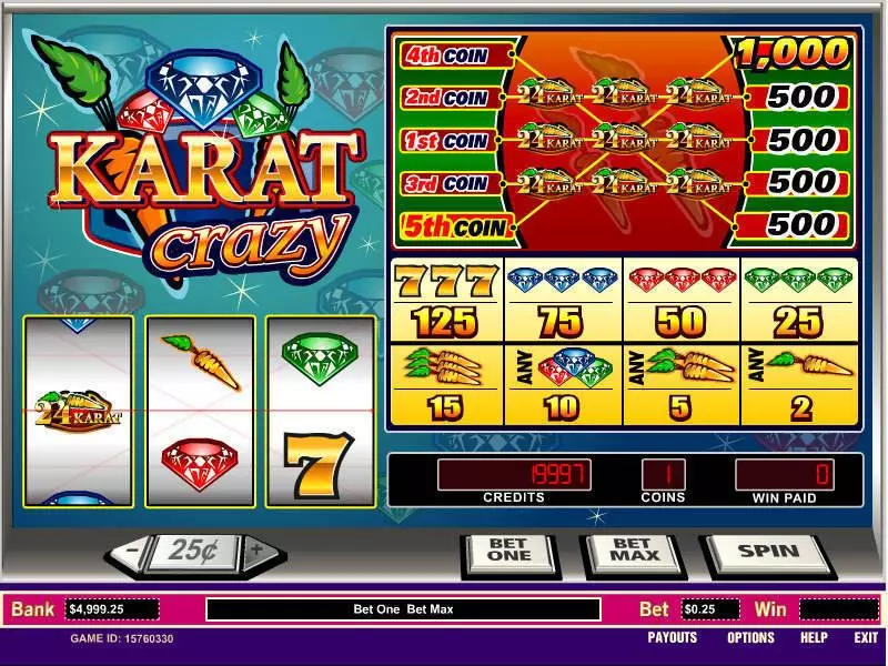 Karat Crazy Fun Slot Game made by Parlay with 3 Reel and 5 Line