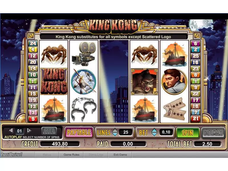 King Kong Fun Slot Game made by bwin.party with 5 Reel and 25 Line