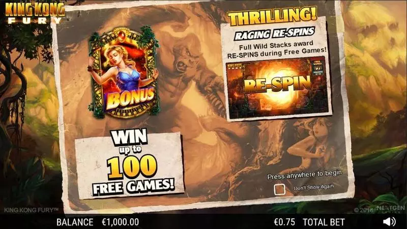 King Kong Fury  Fun Slot Game made by NextGen Gaming with 5 Reel and 50 Line