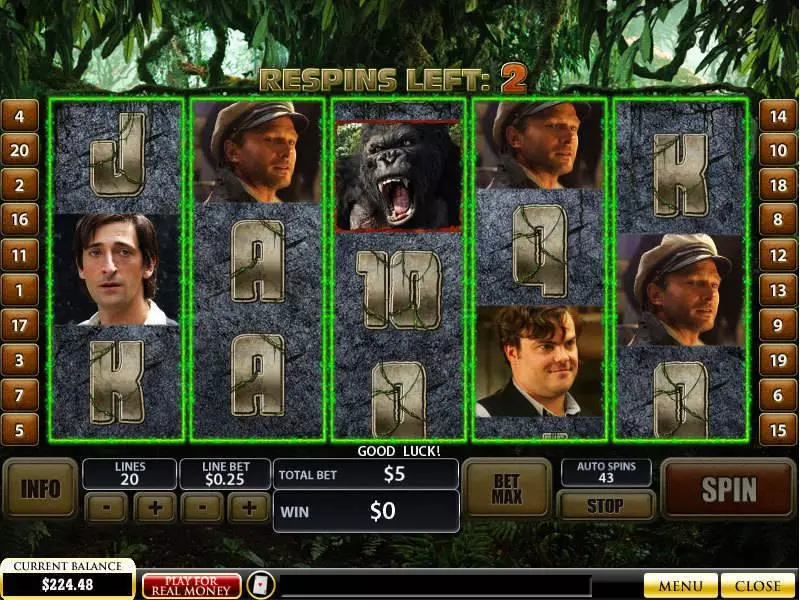 King Kong Fun Slot Game made by PlayTech with 5 Reel and 20 Line