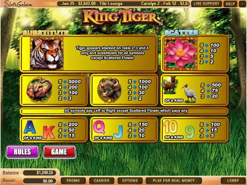 King Tiger Fun Slot Game made by WGS Technology with 5 Reel and 25 Line