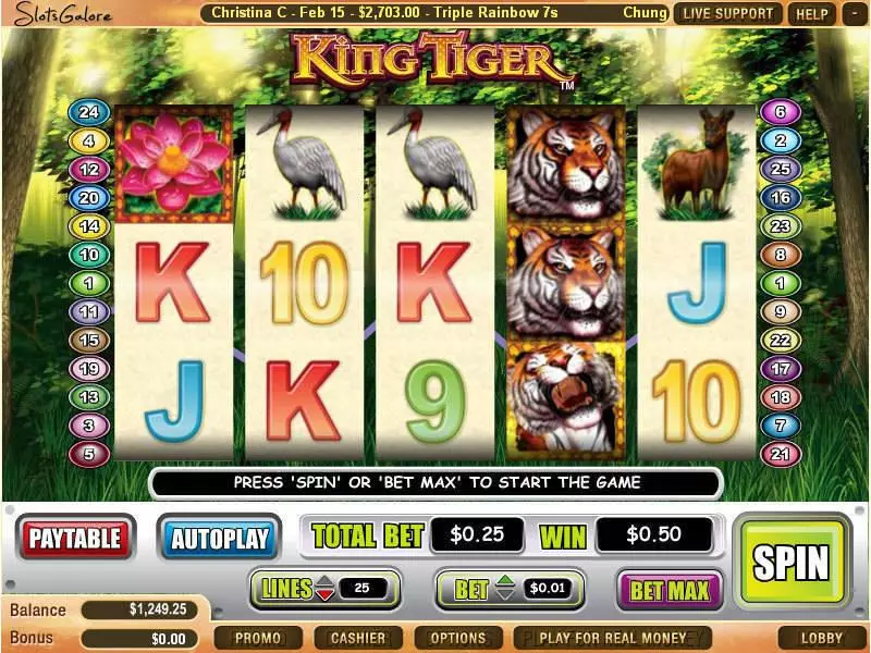 King Tiger Fun Slot Game made by WGS Technology with 5 Reel and 25 Line