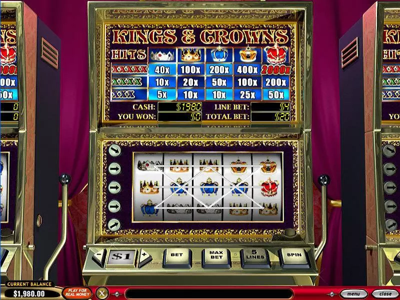 Kings and Crowns Fun Slot Game made by PlayTech with 5 Reel and 5 Line