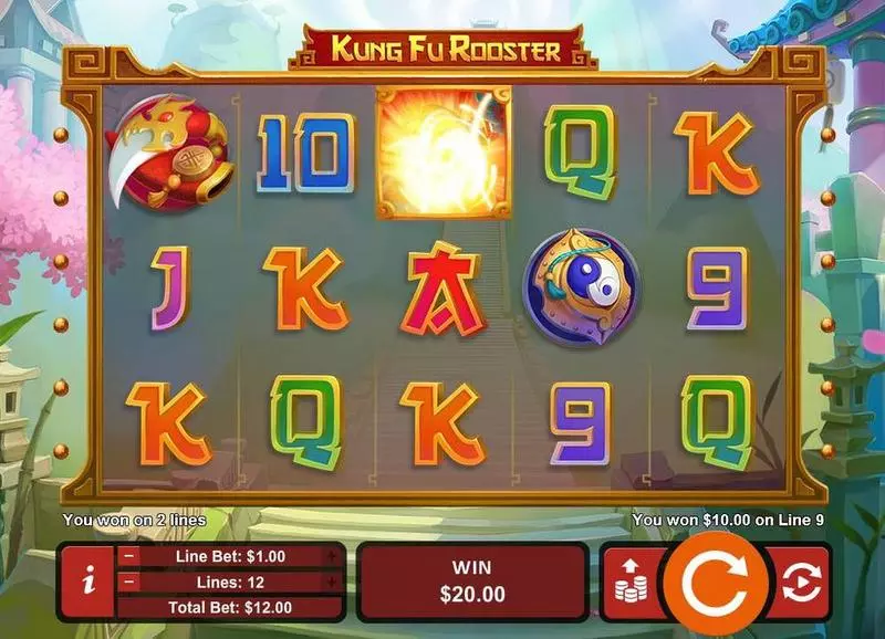 Kung Fu Rooster Fun Slot Game made by RTG with 5 Reel and 12 Line