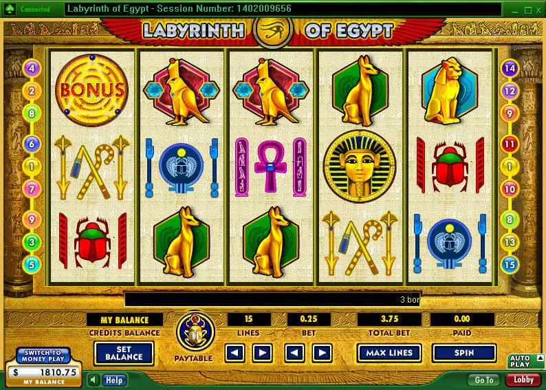 Labyrinth of Egypt Fun Slot Game made by 888 with 5 Reel and 15 Line