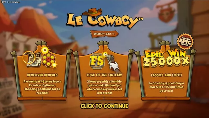 Le Cowboy Fun Slot Game made by Hacksaw Gaming with 6 Reel 