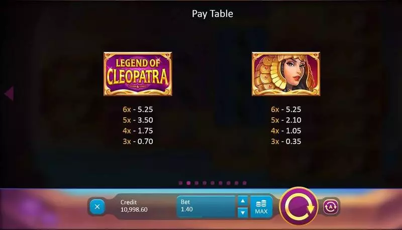 Legend of Cleopatra Fun Slot Game made by Playson with 5 Reel and 100 Line