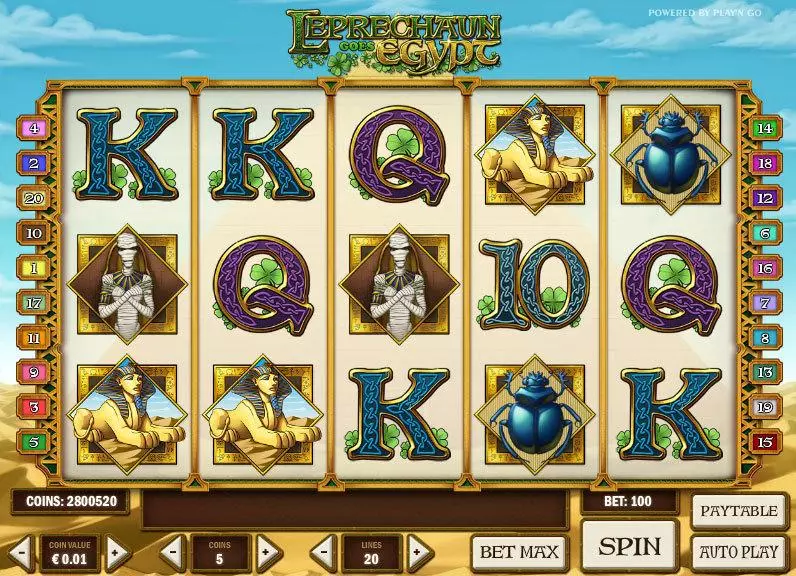 Leprechaun goes Egypt Fun Slot Game made by Play'n GO with 5 Reel and 20 Line