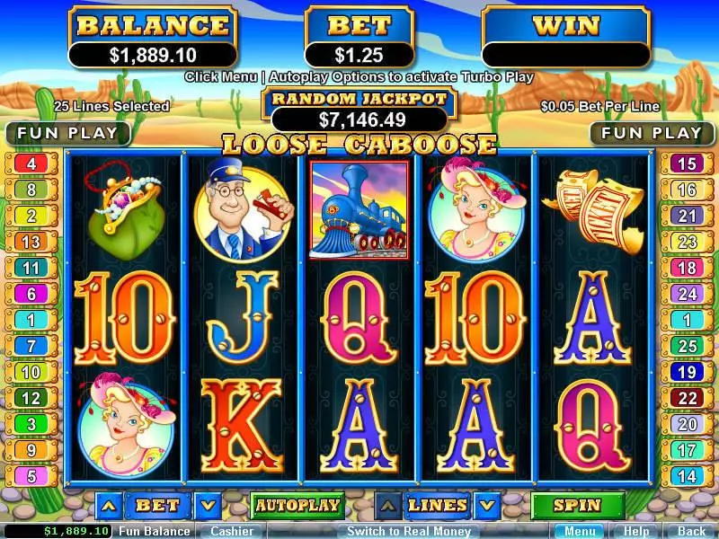 Loose Caboose Fun Slot Game made by RTG with 5 Reel and 25 Line