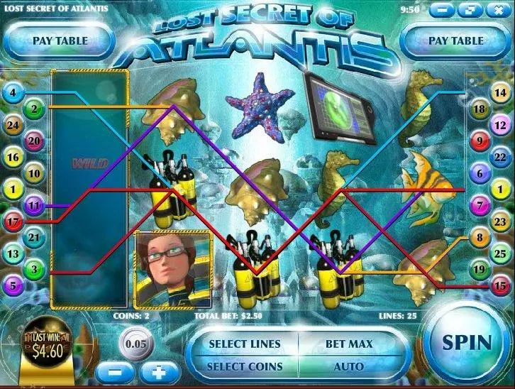 Lost Secrets of Atlantis Fun Slot Game made by Rival with 5 Reel and 25 Line