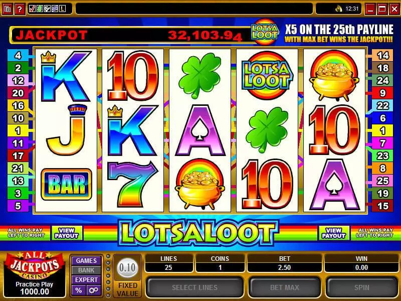 Lots A Loot 5-Reels Fun Slot Game made by Microgaming with 5 Reel and 25 Line