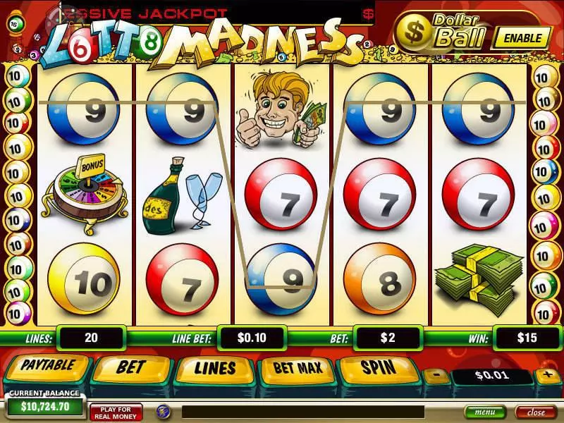 Lotto Madness Fun Slot Game made by PlayTech with 5 Reel and 20 Line