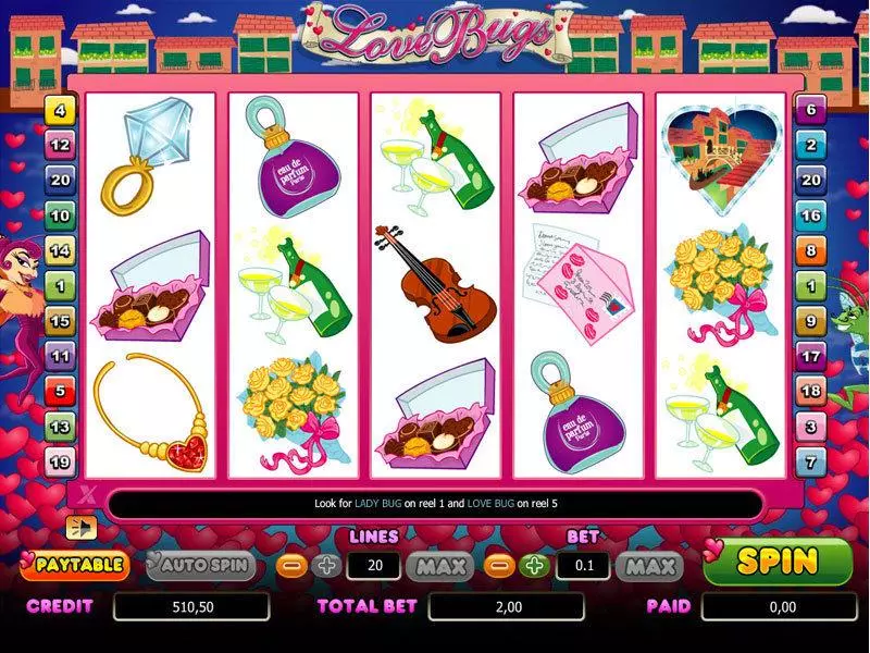 Love Bugs Fun Slot Game made by bwin.party with 5 Reel and 20 Line
