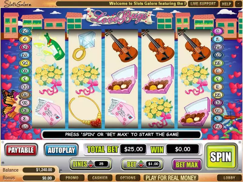 Love Bugs Fun Slot Game made by WGS Technology with 5 Reel and 25 Line