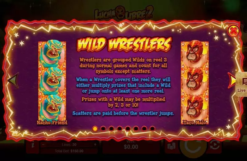 Lucha Libre 2 Fun Slot Game made by RTG with 5 Reel and 30 Line