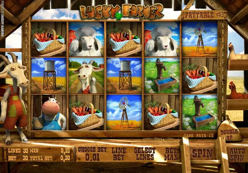 Lucky Farmer Fun Slot Game made by Sheriff Gaming with 5 Reel and 30 Line
