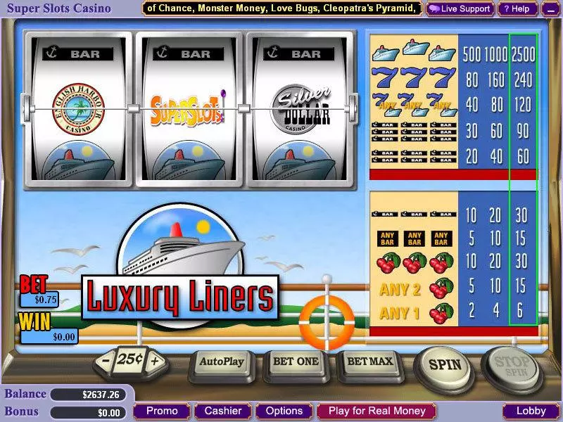 Luxury Liners Fun Slot Game made by WGS Technology with 3 Reel and 1 Line