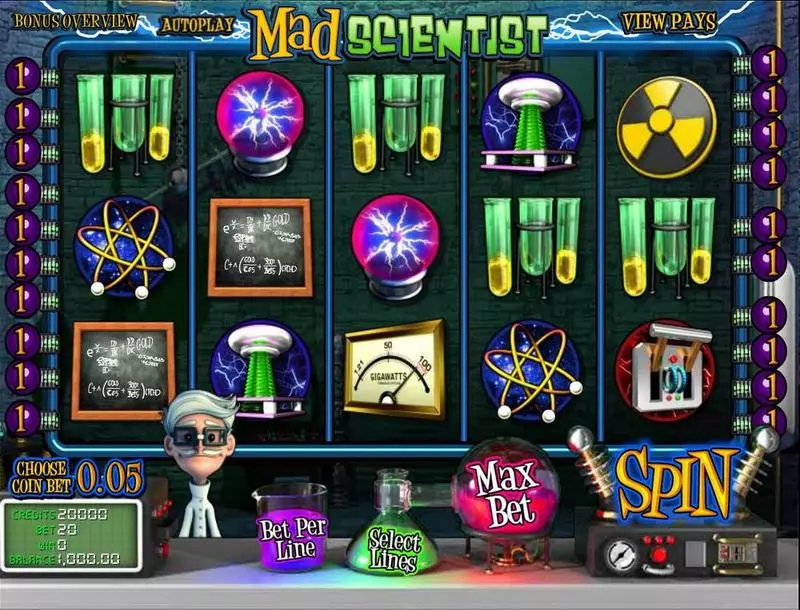 Mad Scientist Fun Slot Game made by BetSoft with 5 Reel and 20 Line