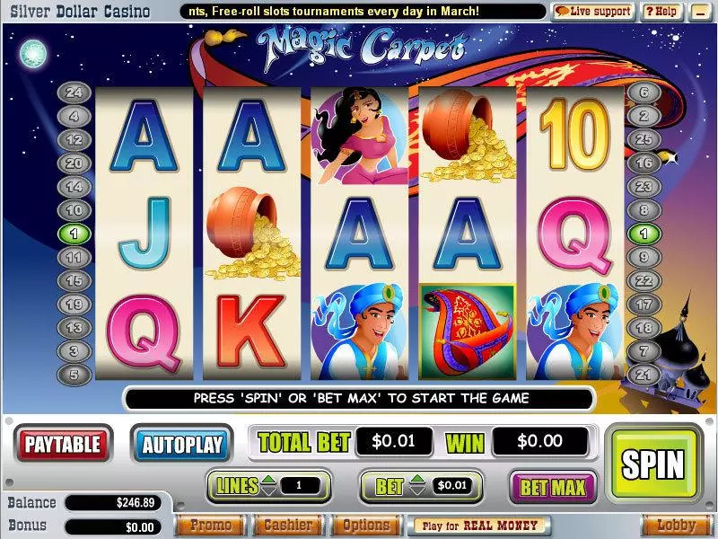 Magic Carpet Fun Slot Game made by WGS Technology with 5 Reel and 25 Line