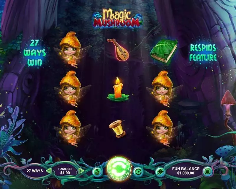 Magic Mushroom Fun Slot Game made by RTG with 3 Reel and 27 Line