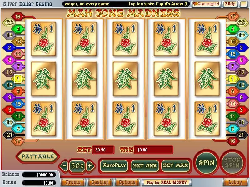 Mah Jong Madness Fun Slot Game made by WGS Technology with 5 Reel and 21 Line