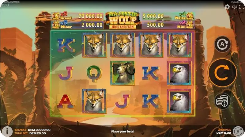 Majestic Wolf Fun Slot Game made by Mancala Gaming with 5 Reel and 20 Line