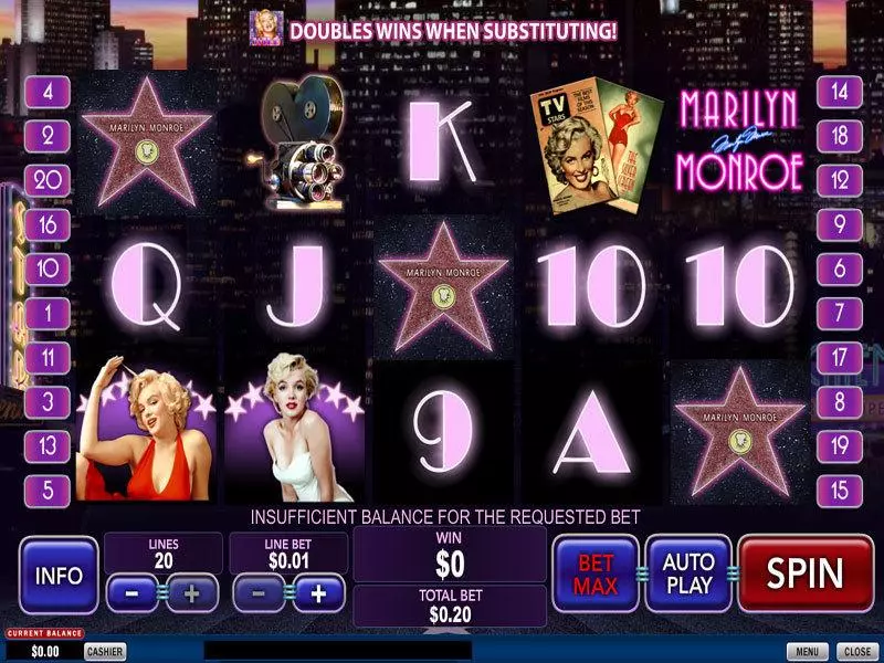 Marilyn Monroe Fun Slot Game made by PlayTech with 5 Reel and 20 Line