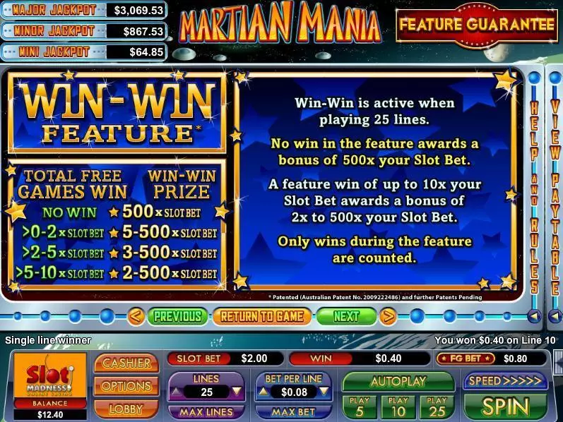Martian Mania Fun Slot Game made by NuWorks with 5 Reel and 25 Line